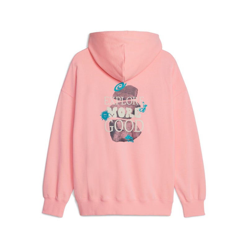 PUMA DOWNTOWN Womens Pink Oversized Graphic Hoodie - Image 2